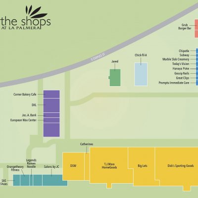 The Shops at La Palmera plan - map of store locations