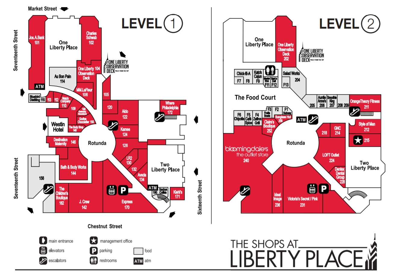 Liberty Center Mall Map The Shops At Liberty Place (43 Stores) - Shopping In Philadelphia,  Pennsylvania Pa 19103 - Mallscenters