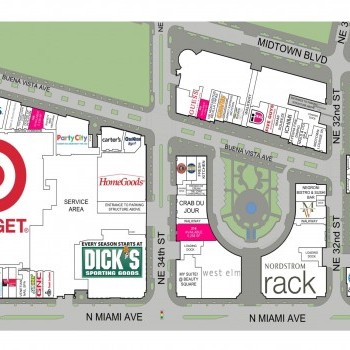 The Shops at Midtown Miami plan - map of store locations