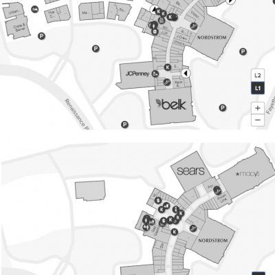 The Streets at Southpoint plan - map of store locations