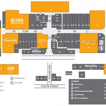The Village at Orange plan - map of store locations