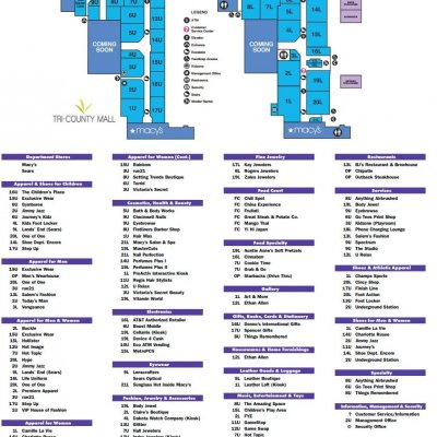 Tri-County Mall plan - map of store locations