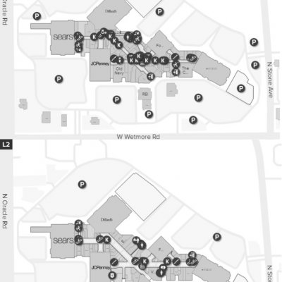 Tucson Mall plan - map of store locations