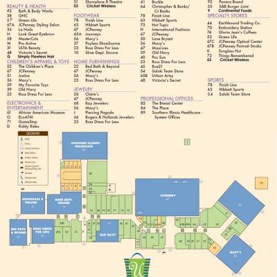 University Mall Carbondale plan - map of store locations