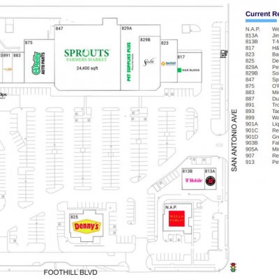 Upland Town Square plan - map of store locations