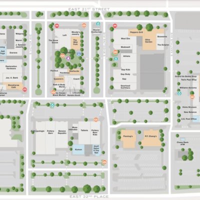 Utica Square Shopping Center plan - map of store locations