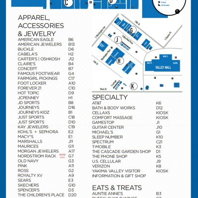 Valley Mall (Valley Mall Frontage, Valley Mall Plaza, Washington Plaza) plan - map of store locations