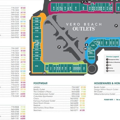 Vero Beach Outlets plan - map of store locations