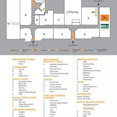 Viewmont Mall plan - map of store locations