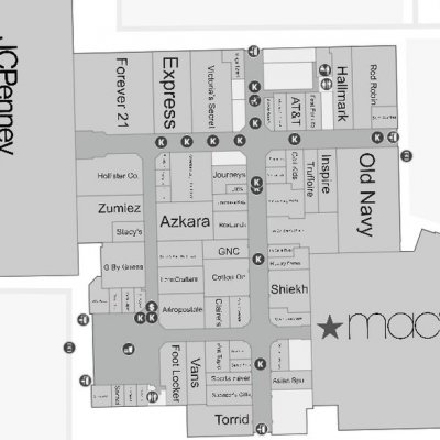 Visalia Mall plan - map of store locations