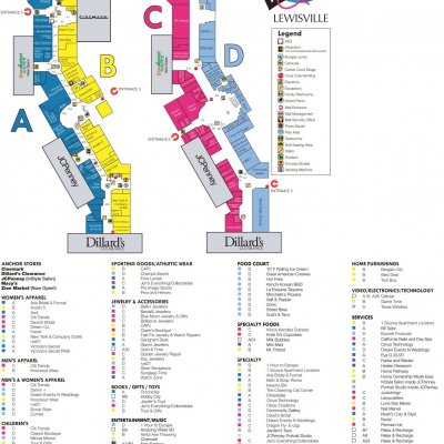 Vista Ridge Mall plan - map of store locations