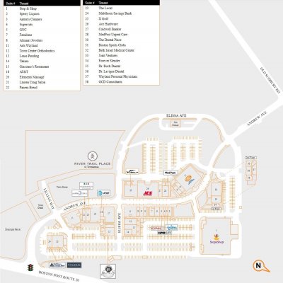 Wayland Town Center plan - map of store locations