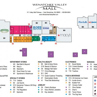 Wenatchee Valley Mall plan - map of store locations