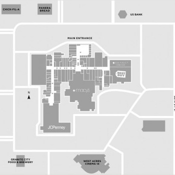 West Acres Shopping Center plan - map of store locations