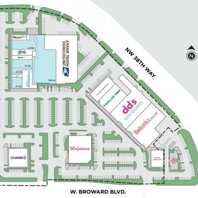 West Broward Shopping Center plan - map of store locations