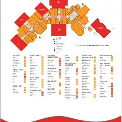 West Oaks Mall Houston plan - map of store locations