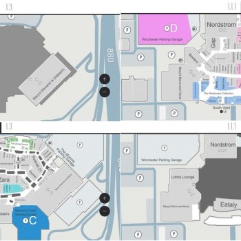 Westfield Valley Fair plan - map of store locations