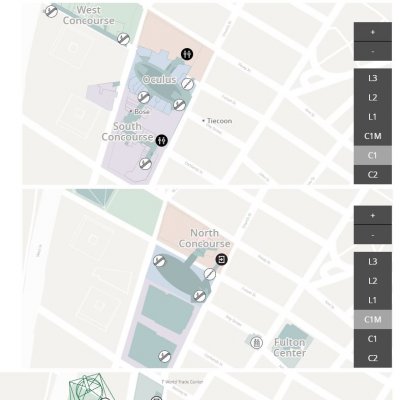 Westfield World Trade Center plan - map of store locations