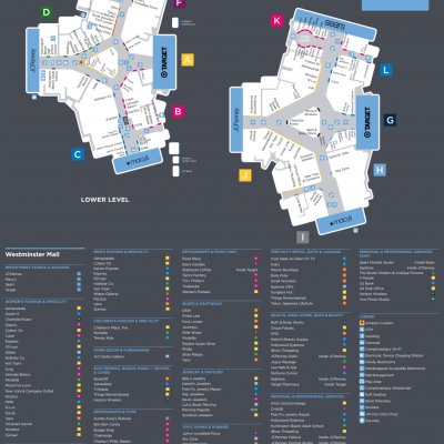 Westminster Mall plan - map of store locations