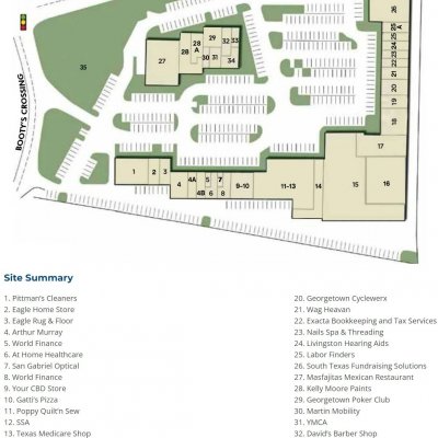 Williamsburg Village Center plan - map of store locations