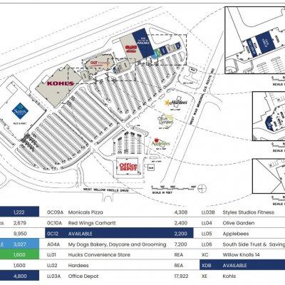Willow Knolls Shopping Center plan - map of store locations