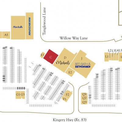 Willowbrook Town Center plan - map of store locations