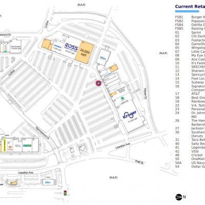 Wynnewood Village Shopping Center plan - map of store locations