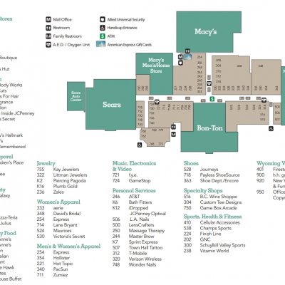 Wyoming Valley Mall plan - map of store locations