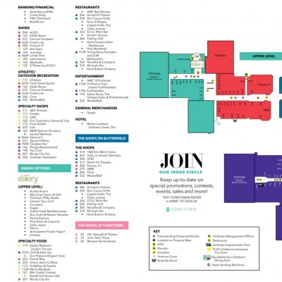 Yorktown Center plan - map of store locations